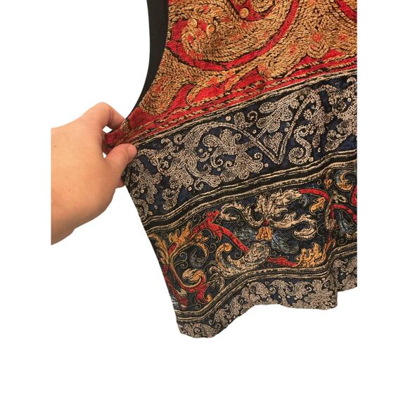 Vintage Carole Little Womens Velvet Vest Size 16 Tapestry Boho Artsy Festival - Picture 6 of 7